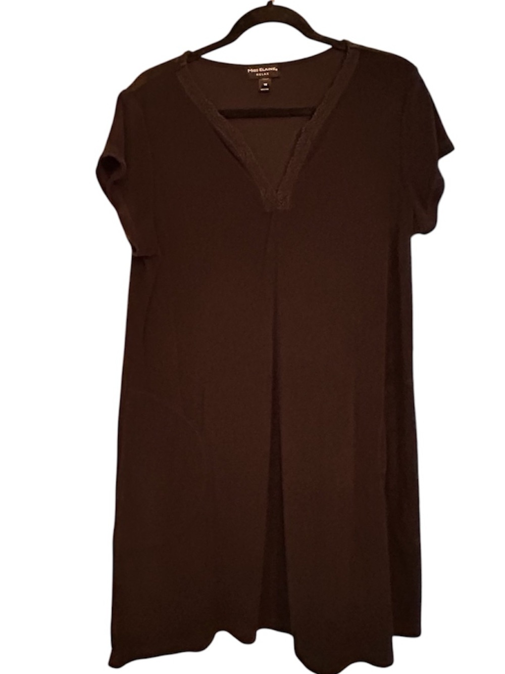 Miss Elaine Black Terry V-Neck Short Sleeve Dress Size 1X